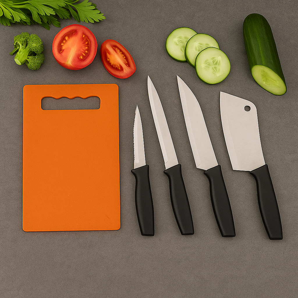 Chopping Board With Knife Set (Pack Of 5) Chopping Board With Knife Set (Pack Of 5)